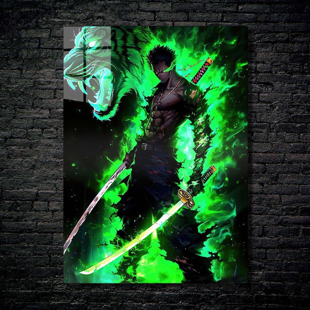 【 U出品 】 オーダー 50×40cm size art Quadro Metálico Zoro Santoryu IA Art Anime One Piece Full HD