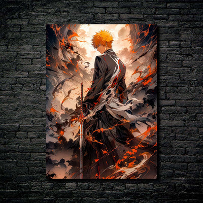SHINJIRO ATAE Photo exhibition #08 Sサイズ Quadro Metálico Ichigo Bankai IA Art Anime Bleach Full HD
