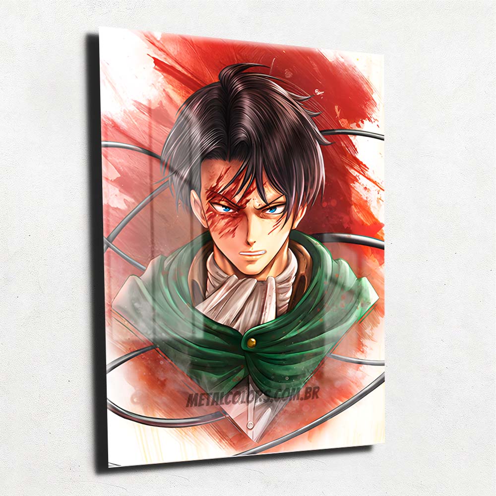 Quadro Metalizado Levi Ackerman Attack on Titan Art Placa Decorativa B
