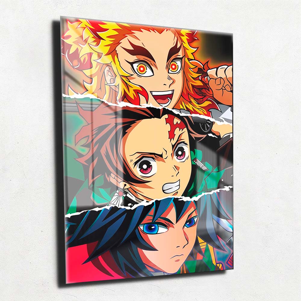 Quadro Metalizado Perfil Olhos Anime Demon Slayer Personagens Placa De