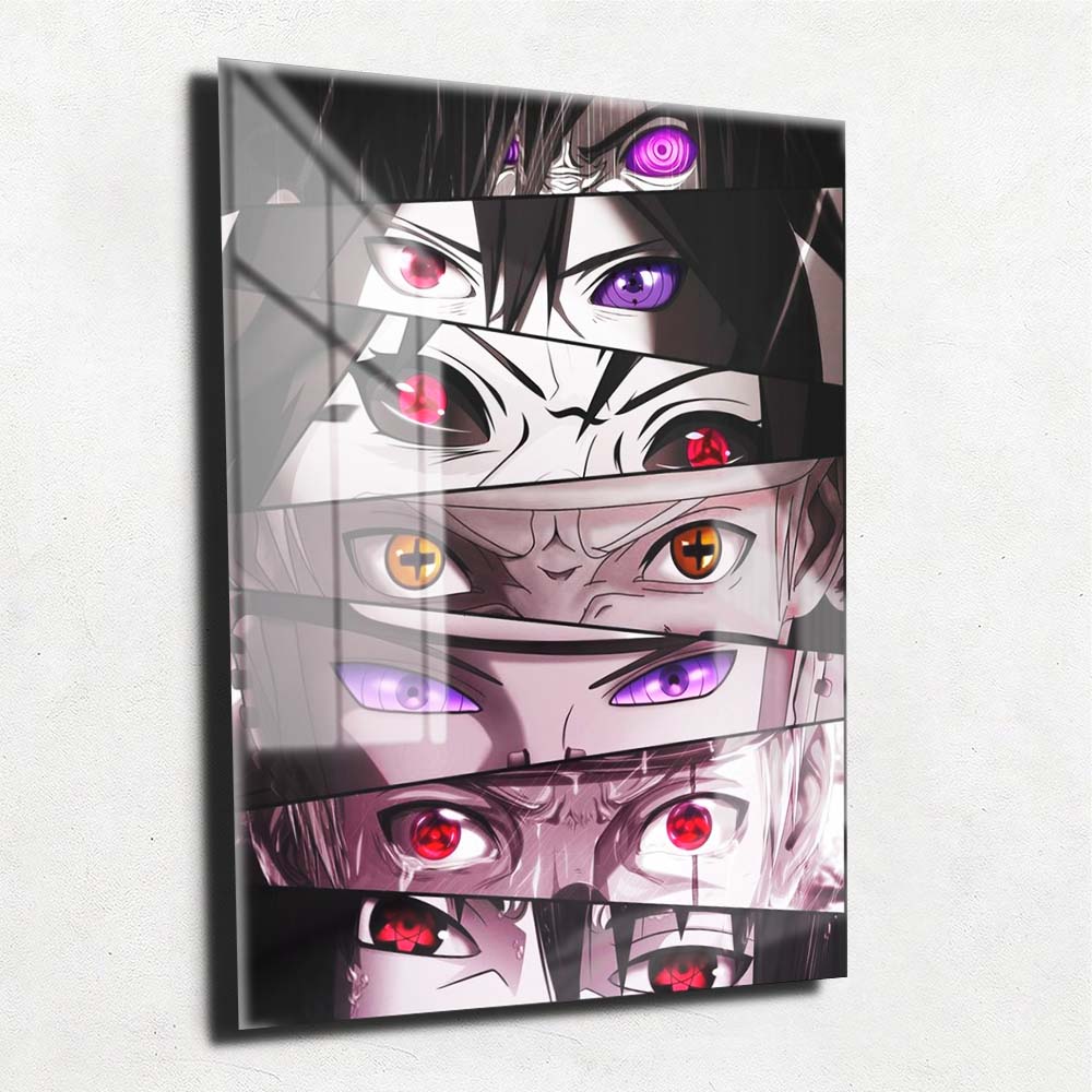 Quadro Metalizado Perfil Olhos Anime Naruto Shippuden Personagens Plac