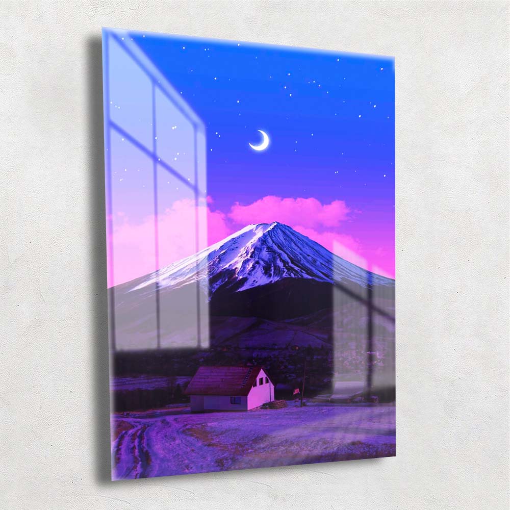Quadro Metalizado Monte Fuji Japão Coleção Neon Arts Placa Decorativa