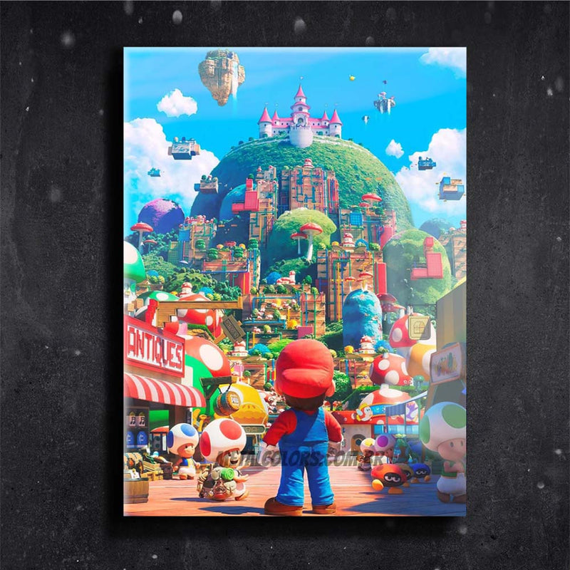 Quadro Metalizado Filme Super Mario Pôster Placa Decorativa Brilhante