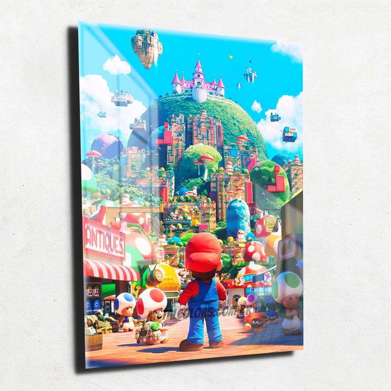 Quadro Metalizado Filme Super Mario Pôster Placa Decorativa Brilhante