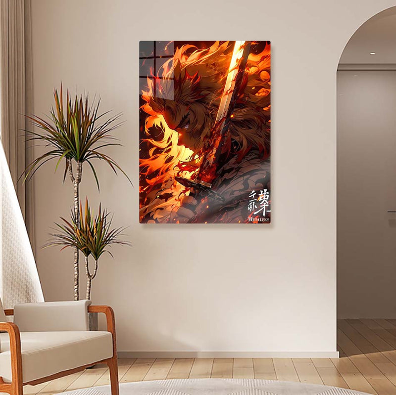 Quadro Metálico Rengoku IA Art Anime Demon Slayer Full HD