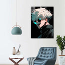 Quadro Metálico Gojo Satoru Óculos IA Art Anime Jujutsu Kaisen Full HD