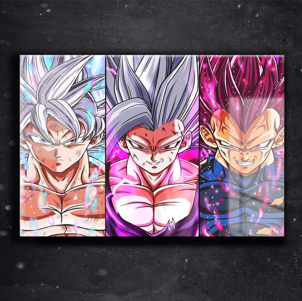 Quadro Metalizado Goku Gohan Vegeta Ego Dragon ball Super Placa Decora