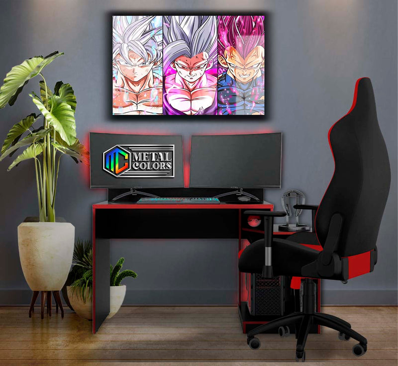 Quadro Metalizado Goku Gohan Vegeta Ego Dragon ball Super Placa Decorativa Brilhante