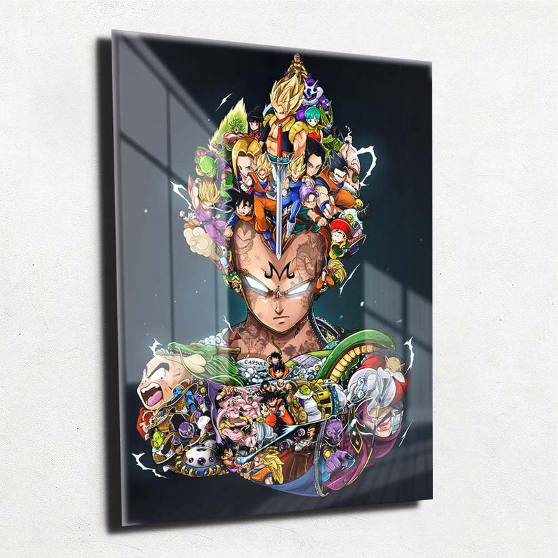 Quadro Metalizado Personagens Dragon Z Majin Vegeta Placa Decorativa Brilhante