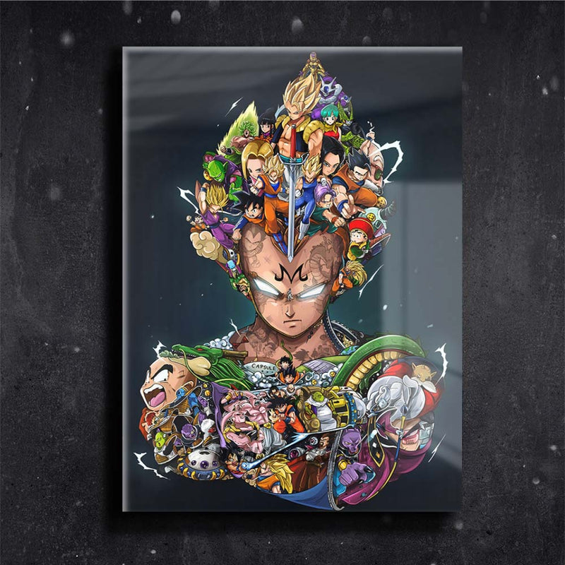 Quadro Metalizado Personagens Dragon Z Majin Vegeta Placa Decorativa Brilhante