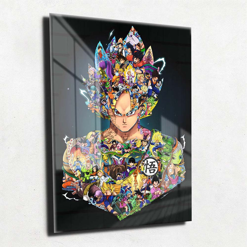 Quadro Metalizado Personagens Dragon Z Goku Placa Decorativa Brilhante