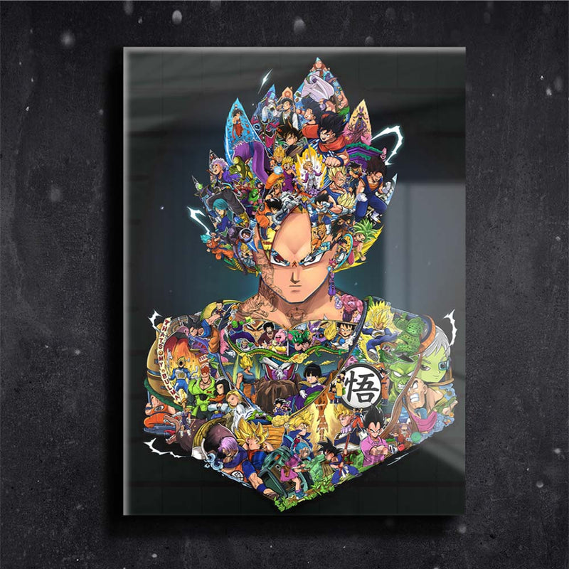 Quadro Metalizado Personagens Dragon Z Goku Placa Decorativa Brilhante