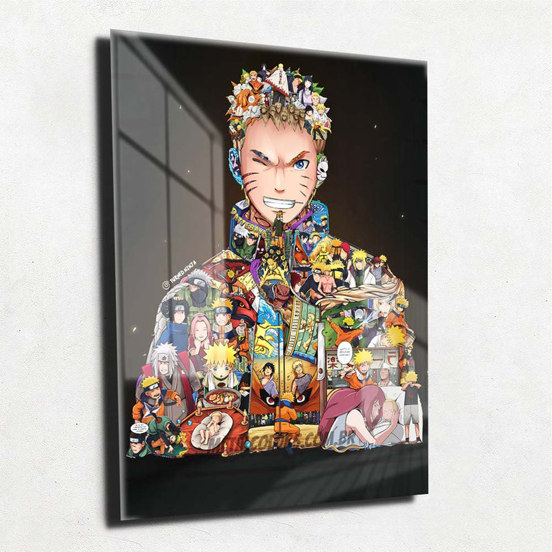 Quadro Metalizado Personagens Naruto Uzumaki Placa Decorativa Brilhante