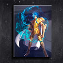 Quadro Metalizado Cavaleiros do Zodíaco Saga de Gêmeos de Ouro Brilhante