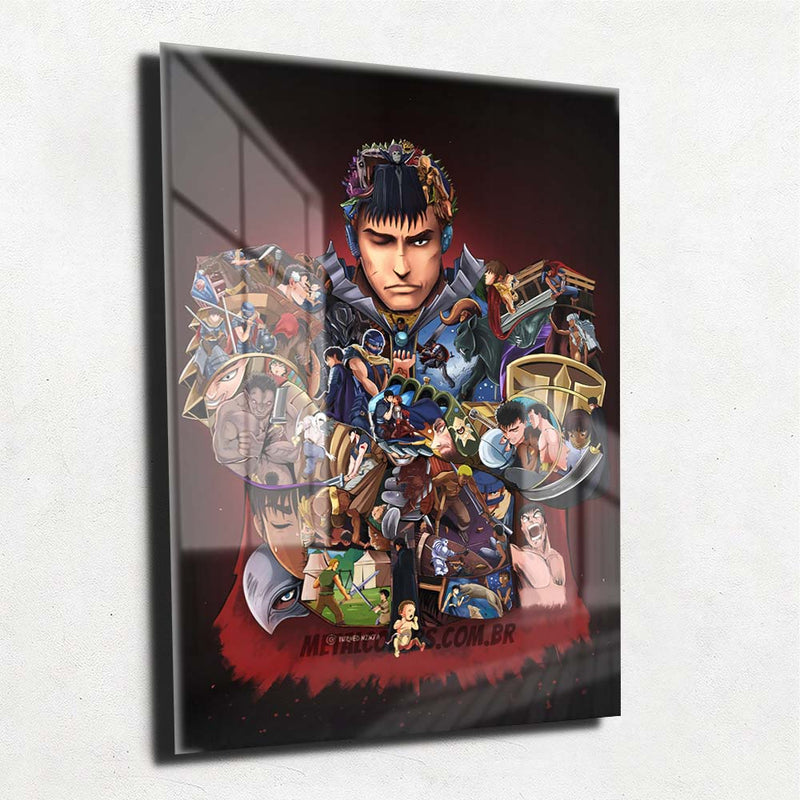 Quadro Metalizado Personagens Berserk Guts Placa Decorativa Brilhante