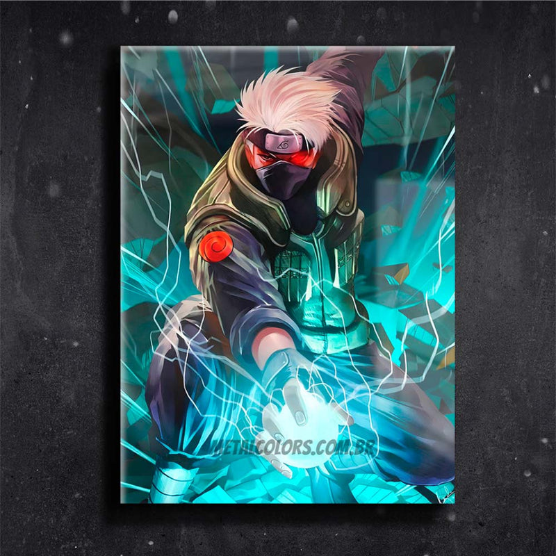 Quadro Metalizado Kakashi Art Naruto Placa Decorativa Brilhante