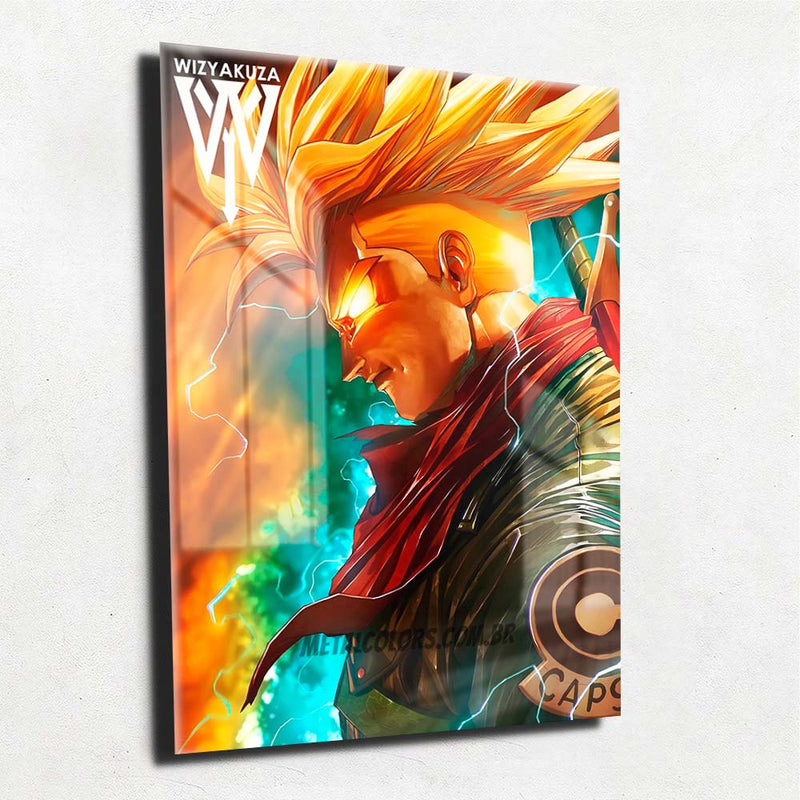 Quadro Metalizado Trunks Dragon Ball Super Art Placa Decorativa Brilhante