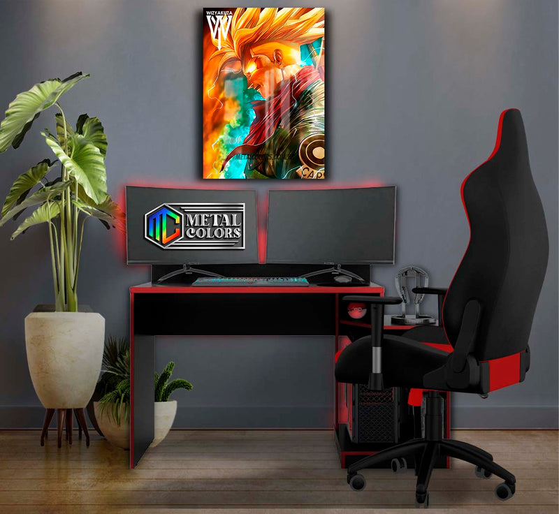 Quadro Metalizado Trunks Dragon Ball Super Art Placa Decorativa Brilhante