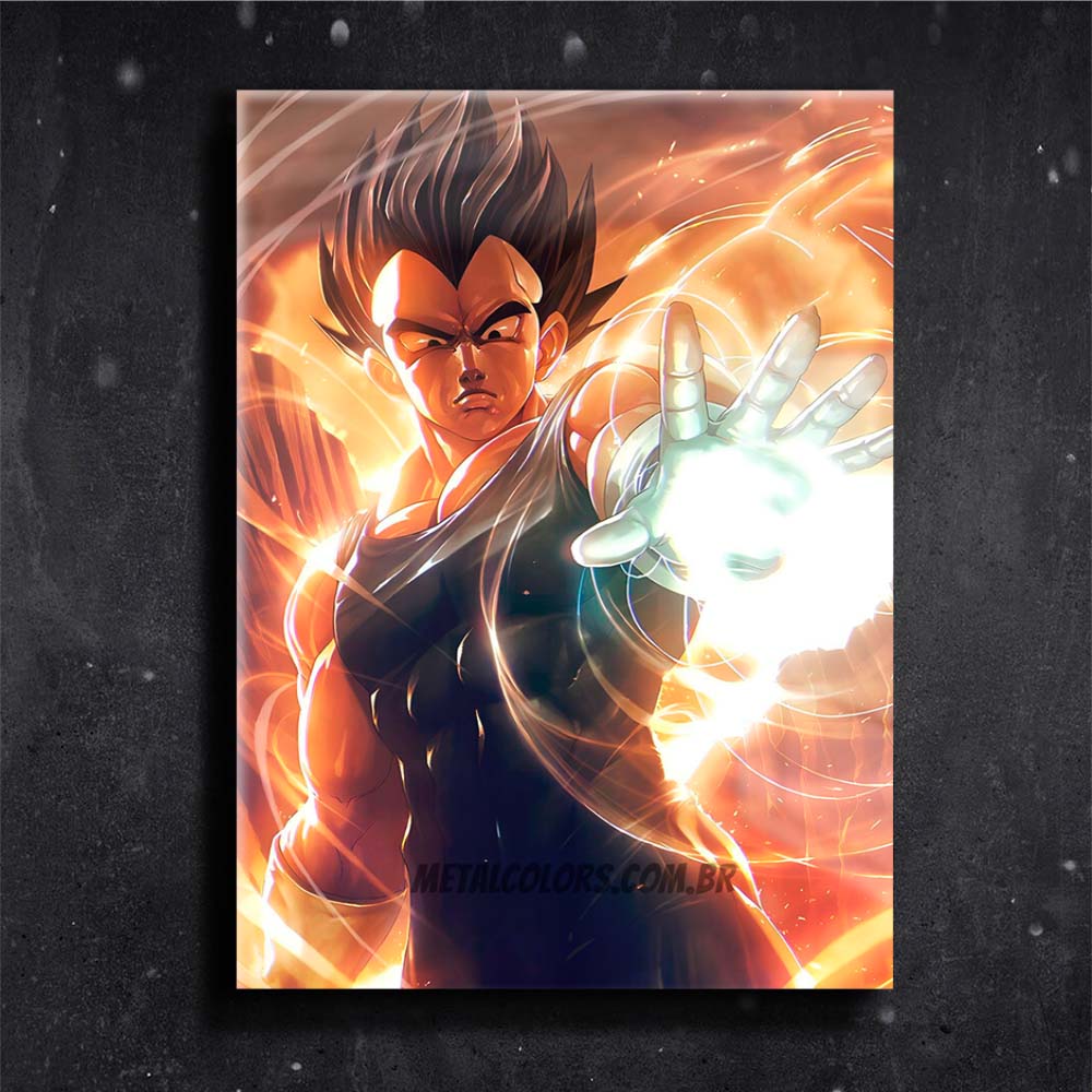 Quadro Metalizado Vegeta Dragon Ball Z Anime Placa Decorativa Brilhant