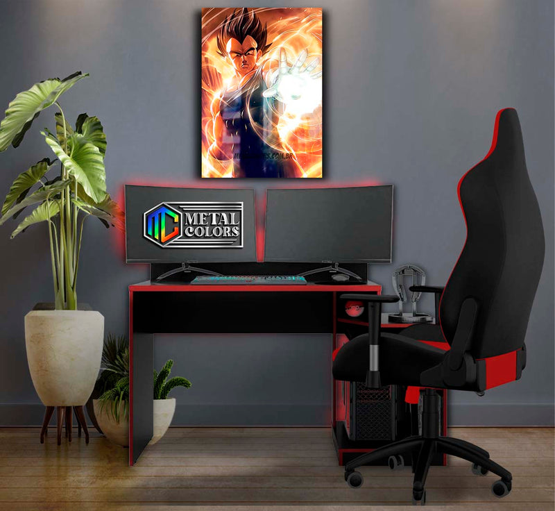 Quadro Metalizado Vegeta Dragon Ball Z Anime Placa Decorativa Brilhante