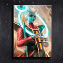 Quadro Metalizado Whis Dragon Ball super Art Placa Decorativa Brilhante