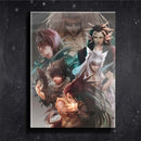 Quadro Metalizado Yusuke e Personagens Makai Yu Yu HAKUSHO Placa Decorativa Brilhante