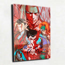 Quadro Metalizado Yusuke e Makai Yu Yu HAKUSHO Placa Decorativa Brilhante