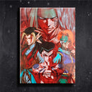 Quadro Metalizado Yusuke e Makai Yu Yu HAKUSHO Placa Decorativa Brilhante