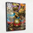 Quadro Metalizado Tartarugas Ninja Art Placa Decorativa Brilhante