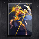 Quadro Metalizado Cavaleiros do Zodíaco Aioria de Leão de Ouro Brilhante