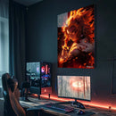 Quadro Metálico Rengoku Pilar do Fogo IA Art Anime Demon Slayer Full HD