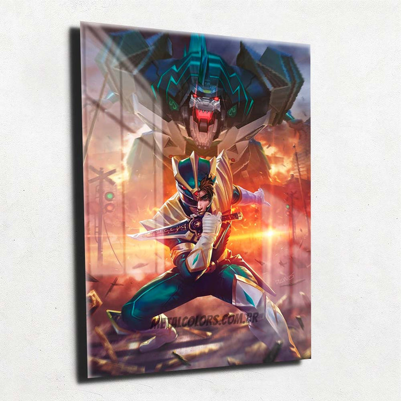 Quadro Metalizado Ranger Dragão Tommy Anime Placa Decorativa Brilhante