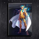 Quadro Metalizado Cavaleiros do Zodíaco Camus de Aquário de Ouro Brilhante