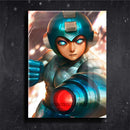 Quadro Metalizado Megaman Game Art Anime Placa Decorativa Brilhante
