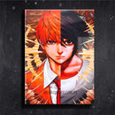 Quadro Metalizado Kira e L  Death Note Anime Placa Decorativa Brilhante