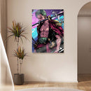 Quadro Metálico Zoro IA Art Anime One Piece Full HD