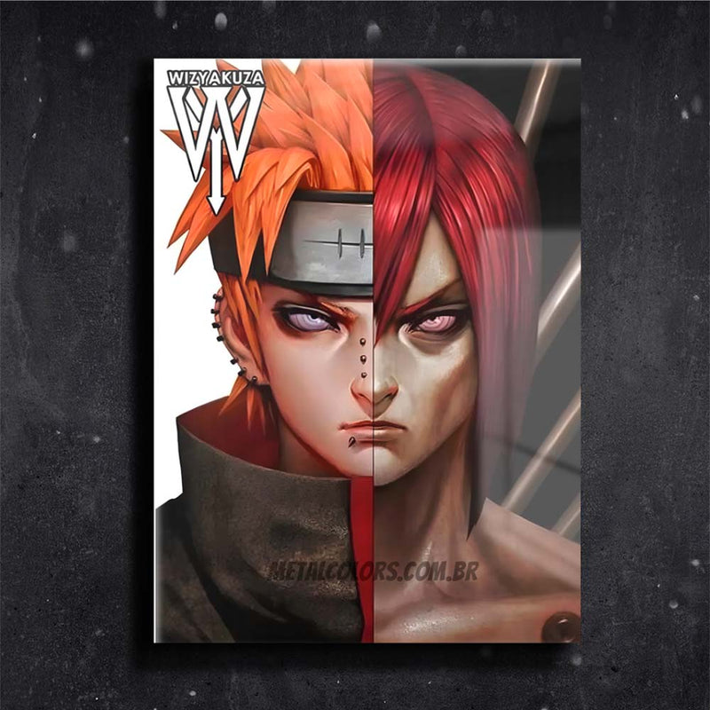 Quadro Metalizado Nagato e Pain Art Anime Placa Decorativa Brilhante