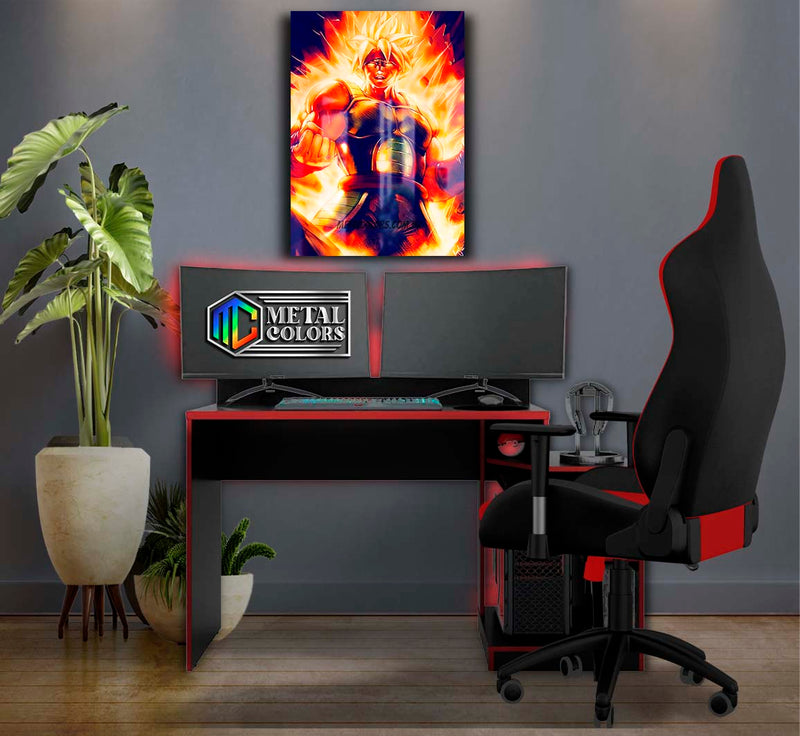 Quadro Metalizado Bardock Saiyajin Dragon Ball Anime Placa Decorativa Brilhante