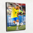 Quadro Metalizado Neymar Seleção Brasileira Futebol Placa Decorativa Brilhante