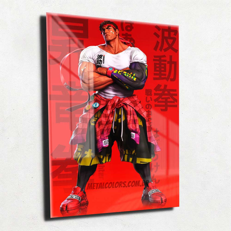 Quadro Metalizado Ryu Street Fighter Game Placa Decorativa Brilhante