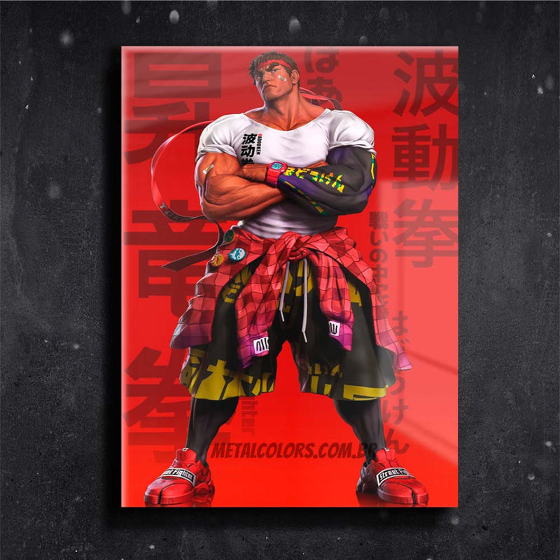 Quadro Metalizado Ryu Street Fighter Game Placa Decorativa Brilhante