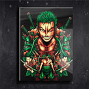 Quadro Metalizado Zoro Art One Piece Anime Placa Decorativa Brilhante