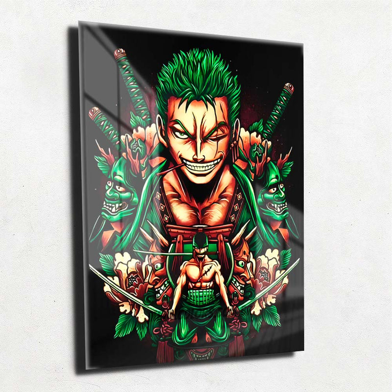 Quadro Metalizado Zoro Art One Piece Anime Placa Decorativa Brilhante