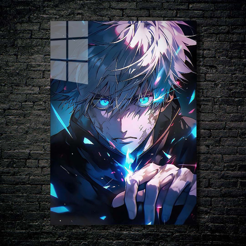 Quadro Metálico Satoru Gojo Perfil IA Art Anime Jujutsu Kaisen Full HD 02