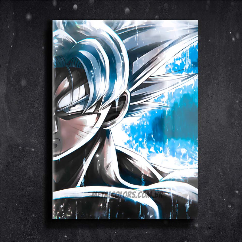 Quadro Metalizado goku SSJ Blue Art Dragon Ball super Placa Decorativa