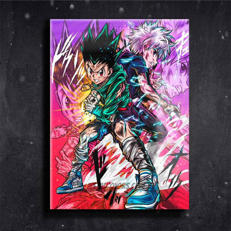 Quadro Metalizado Gon e Killua hunter x hunter Anime Placa Decorativa