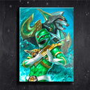 Quadro Metalizado Ranger Verde Dragonzord Placa Decorativa Brilhante