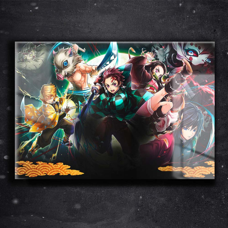 Quadro Metalizado Perfil Olhos Anime Demon Slayer Personagens Placa De