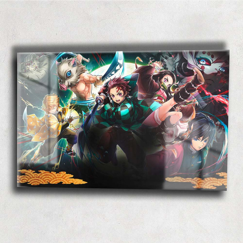 Quadro Metalizado Perfil Olhos Anime Demon slayer Personagens Placa De