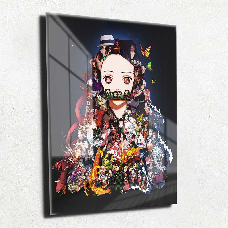 Quadro Metalizado Personagens Demon Slayer Nezuko Placa Decorativa Brilhante